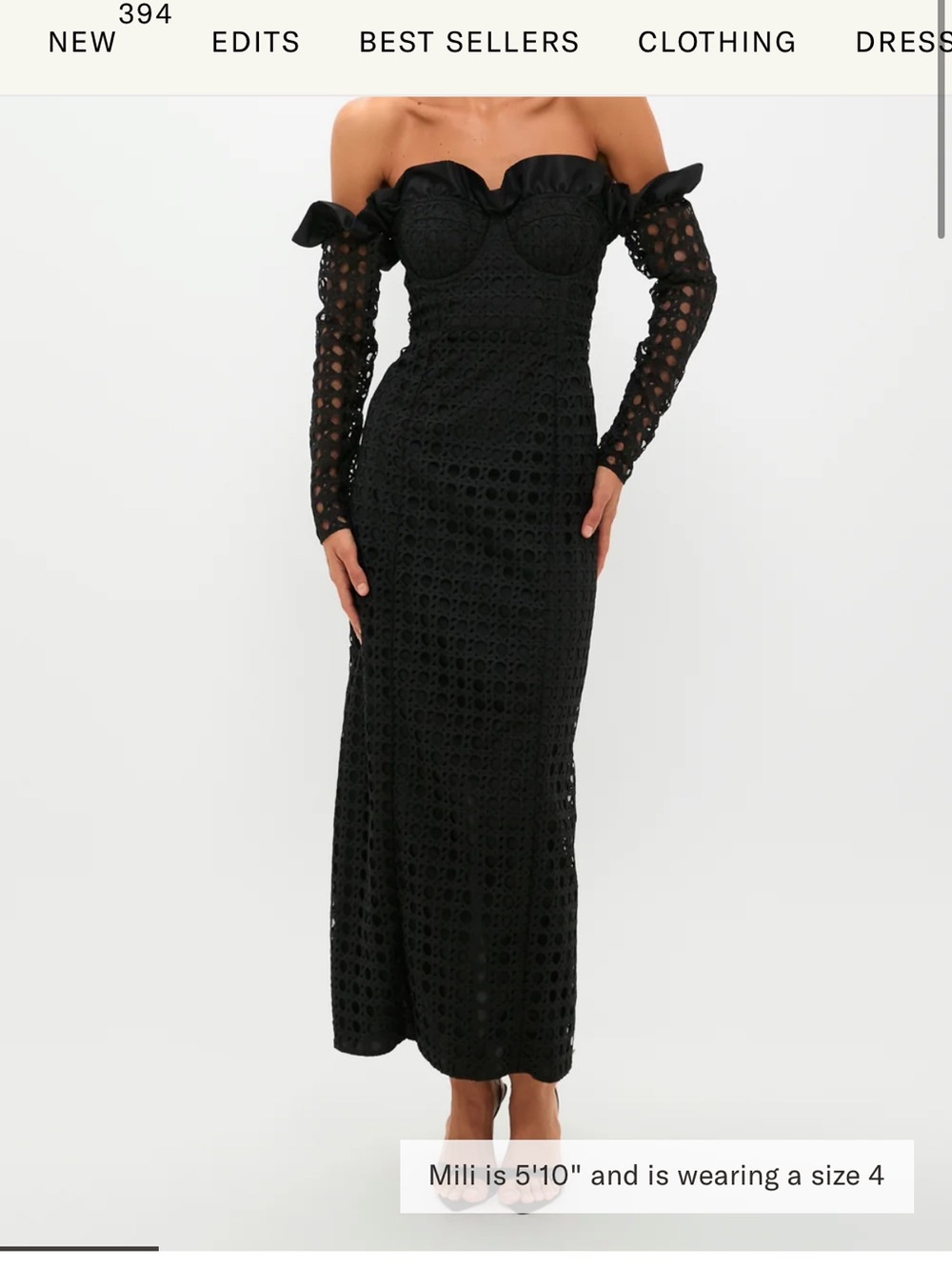 Tuckernuck Black Off-Shoulder Lace Maxi Dress